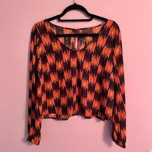 ASTR Printed Long-Sleeve Blouse